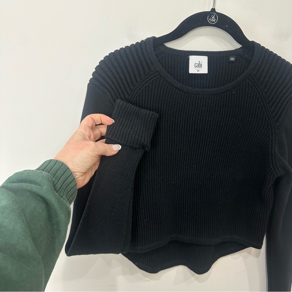 cabi cropped sweater black ribbed - Picture 6 of 9